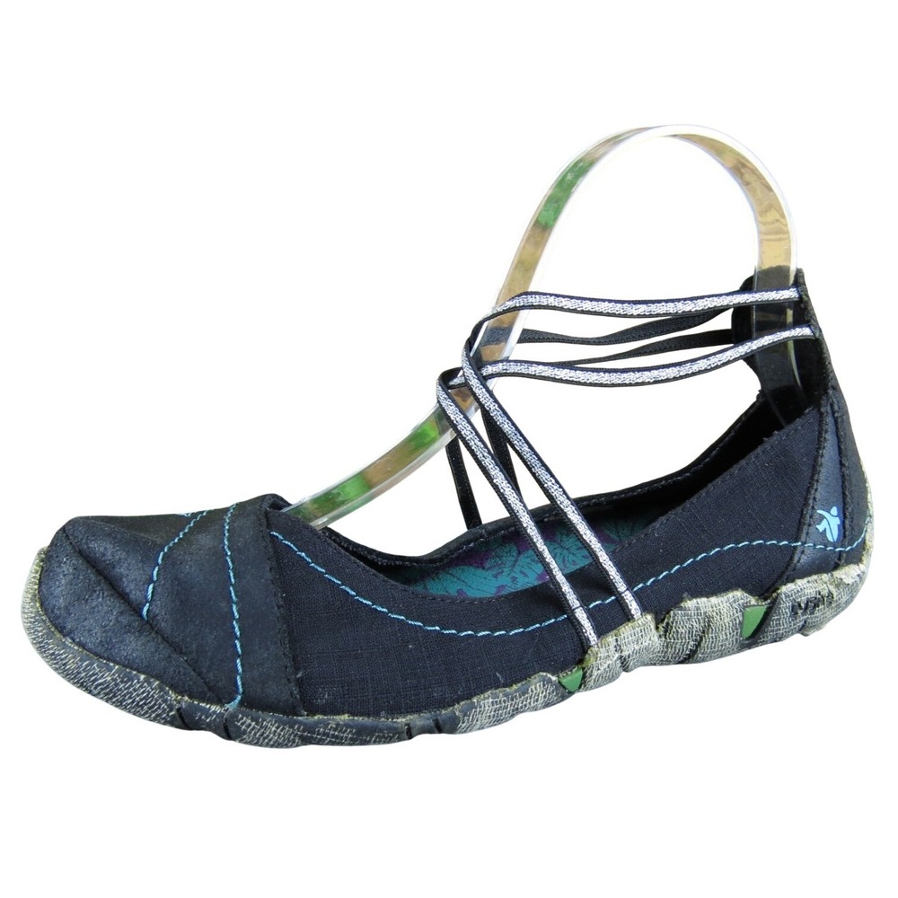 Cushe Molokai Women 7 Black Fabric Strappy Mary Jane Flats Casual Comfort